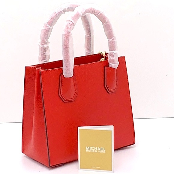 MICHAEL KORS MERCER MEDIUM MESSENGER CROSSBODY FLAME COLOR - Picture 5 of 16